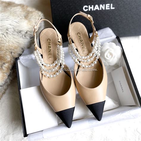 chanel heels with pearls|chanel slingback flats.